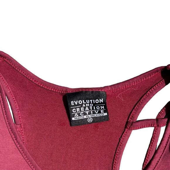EVOLUTION AND CREATION ACTIVE Burgundy Tank Top W/Back Cut Outs Size XS - Picture 4 of 4